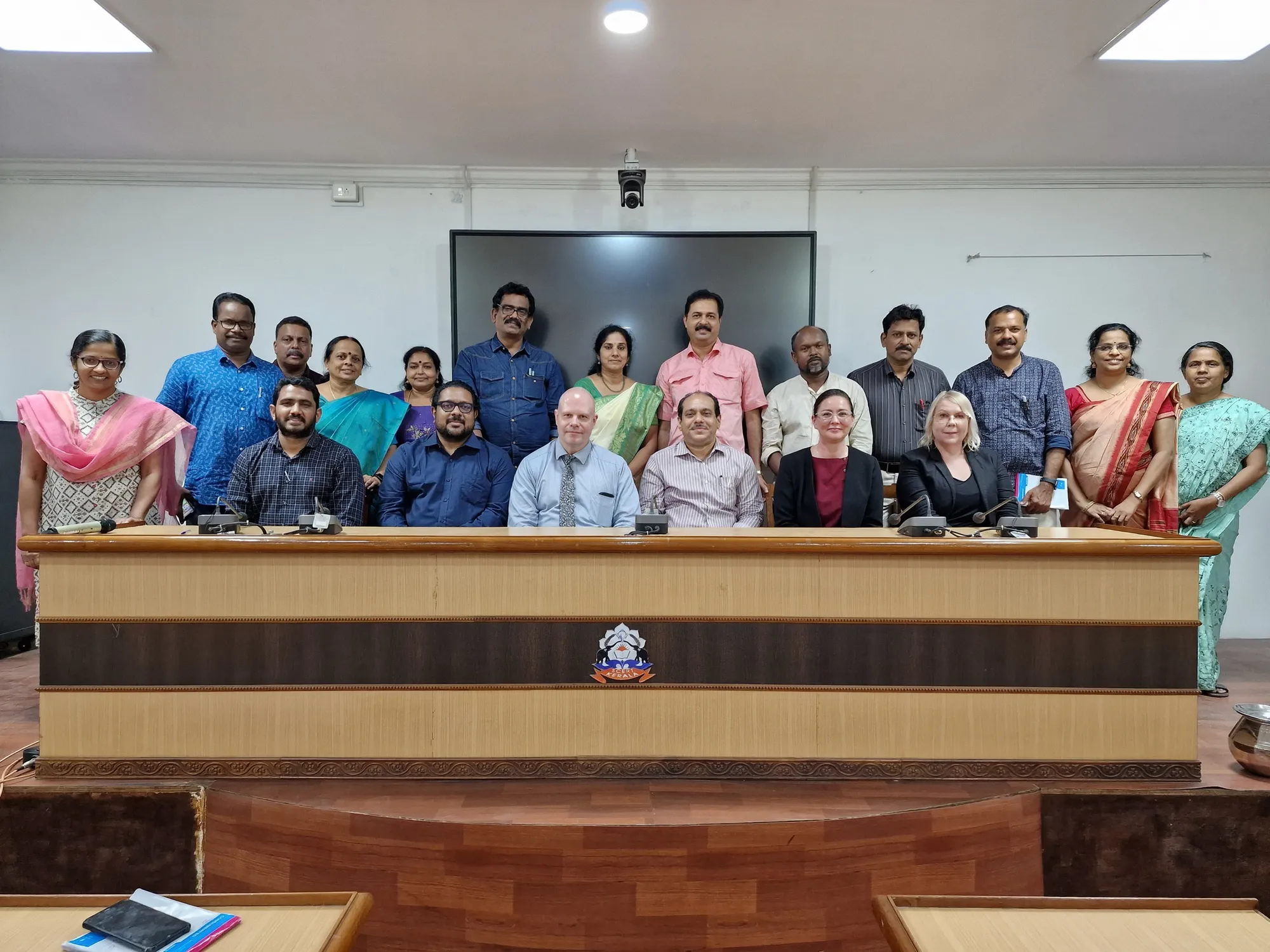 A Finnish delegation with members of SCERT Kerala in a meeting hall.